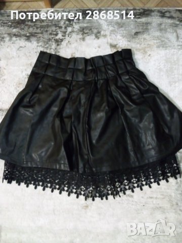 Кожена къса пола с дантела и подплата, снимка 3 - Поли - 36726318
