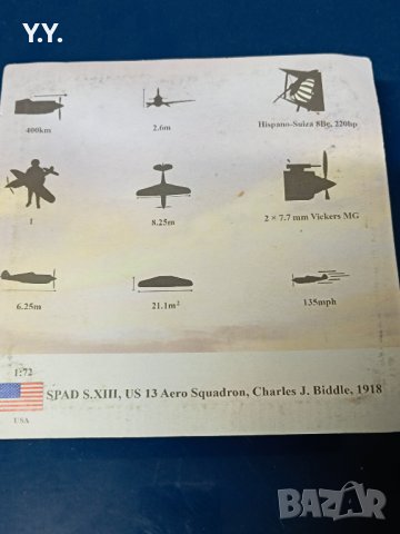 Модел на боен самолет Spad S.XIII ,Amercom, снимка 2 - Влакчета, самолети, хеликоптери - 43746682