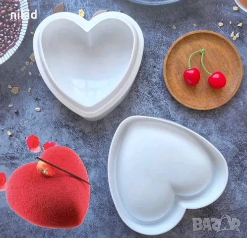 3D Средно заоблено сърце дълбок силиконов молд форма за кекс Свети Валентин юбилей торта, снимка 4 - Форми - 33380851