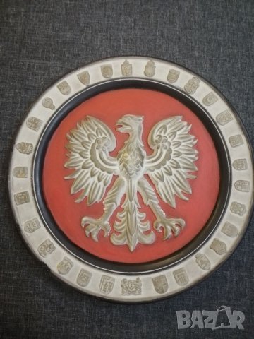 Стара гипсова чиния за стена -Полша. , снимка 2 - Колекции - 32287983