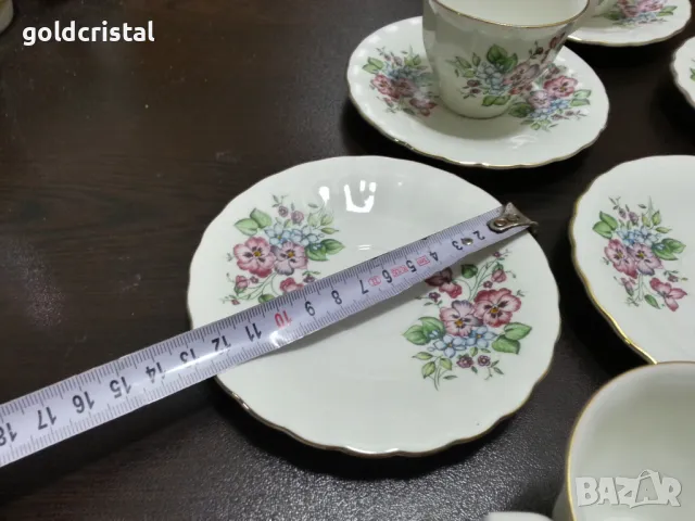 Стар български костен порцелан Бононя чашки за кафе , снимка 6 - Антикварни и старинни предмети - 48683881