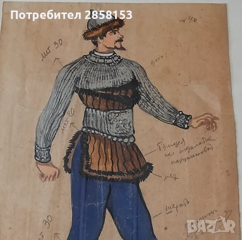 Стара картина,сценография от Варненския театър,подписана, снимка 3 - Антикварни и старинни предмети - 50653480