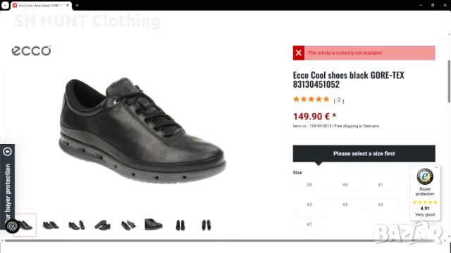 ECCO GORE-TEX YAK LEATHER Shoes размер EUR 44 естествена кожа водонепромокаеми - 1103, снимка 2 - Спортни обувки - 49993636