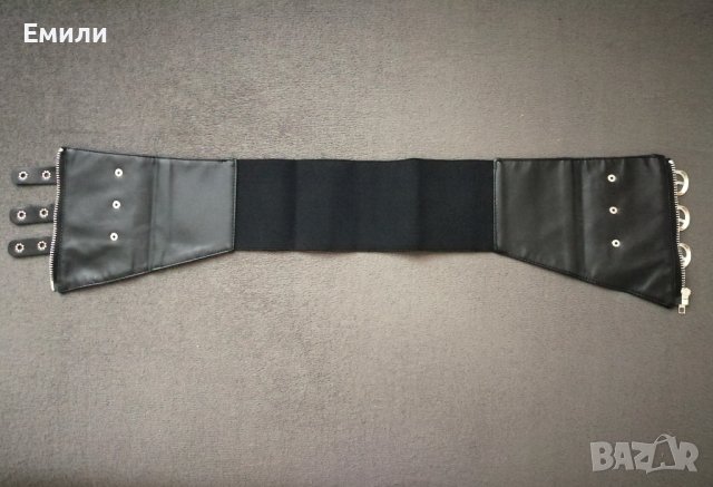 Широк кожен колан за талия - корсет с цип, катарами и ластик р-р S, M, снимка 11 - Корсети, бюстиета, топове - 43518487