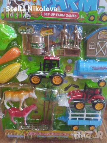 Детски комплект Ферма с трактори,животни и зеленчуци-пластмасова, снимка 1 - Фигурки - 37443919