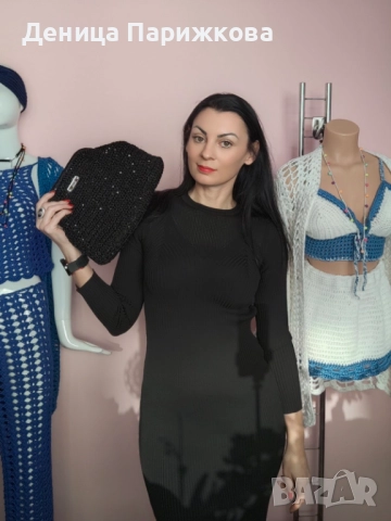 Ръчно плетена елегантна дамска чанта клъч модел „Аврора"“, снимка 16 - Чанти - 52748957