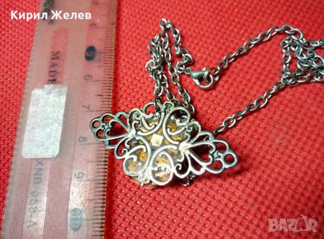КРАСИВО ВИНТИДЖ АРТ КОЛИЕ с МЕДАЛЬОН от МЕХАНИЗЪМ на СТАР СЪВЕТСКИ ДАМСКИ ХЕНД МЕЙД БИЖУ 47375, снимка 2 - Колиета, медальони, синджири - 47285783