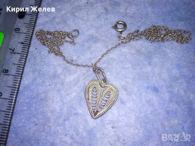 СТАРИНЕН СЪРЦЕВИДЕН МЕДАЛЬОН ФИЛИГРАННО СРЕБРО и СРЕБЪРНА ВЕРИЖКА СРЕБРО 835 МАЙСТОРСКА РАБОТА 29665, снимка 10 - Антикварни и старинни предмети - 40532546