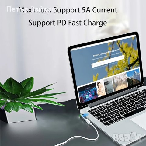 Магнитен USB C адаптер с L накрайник, снимка 2 - Друга електроника - 43240132