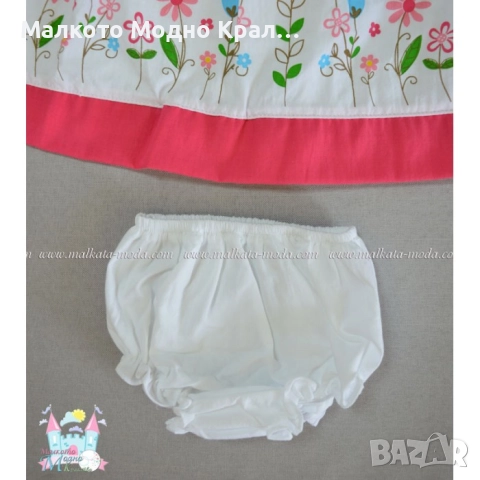 Комплект Пролет циклама - рокличка, шорти и лента за коса, снимка 4 - Бебешки рокли - 51444756