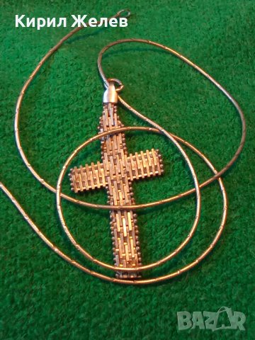 ДЕБЕЛО ПОСРЕБРЕН СРЕБЪРЕН ВИНТИДЖ АРТ МОДЕЛ КРЪСТ с ПОСРЕБРЕНА ВЕРИЖКА и ПЕЧАТИ 925 / 30840