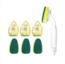 Гъба за миене на съдове със 7 резервни накрайника, зелена и жълта, ергономичен дизайн, снимка 1
