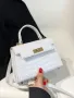 Луксозна бяла чанта mini Kelly Croco Style , снимка 3