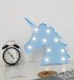 Детска нощна лампа син еднорог LED unicorn