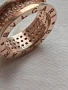 Разкошен Сребърен Позлатен Пръстен BVLGARI с Бели Циркони, снимка 2