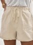 Дамски ежедневни къси панталони с джобове и връзки, 2цвята - 023, снимка 1 - Къси панталони и бермуди - 40475127