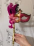 Маска за парти с клечка | Ръчна венецианска маскарадна маска, снимка 5