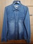 Дънкова риза S/M размер Gina Tricot вталена синя джобове ежедневна , снимка 2
