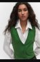 Елек MANGO Sразмер зелен фино плетиво жилетка пуловер , снимка 1 - Жилетки - 43543732