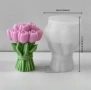 3D Огромен букет лалета силиконов молд форма за свещи гипс сапун смола , снимка 4