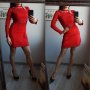 Нова колекция червена рокля с кристали от фино плетиво на намаление, снимка 2
