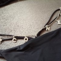 Черен дамски бански от две части с верижки и висулки с надпис ICONIC, снимка 11 - Бански костюми - 43696834