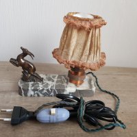 Стара малка нощна лампа мрамор и бронз, снимка 4 - Антикварни и старинни предмети - 33261848