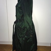 Френски нов бутиков шлифер тренч L Clara Couture зелен черно райе, снимка 7 - Шлифери - 27283202