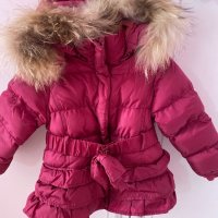 Зимно детско яке с естествен пух на качулката, снимка 1 - Бебешки якета и елеци - 43086239