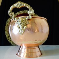 Меден съд с бронзови дръжки,лъвски глави. , снимка 3 - Антикварни и старинни предмети - 40253196
