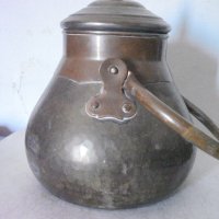Стар чайник мед + месинг 2, снимка 5 - Антикварни и старинни предмети - 26880350
