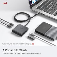 Универсален USB C хъб многопортов адаптер с 4 порта за трансфер на данни, снимка 5 - Кабели и адаптери - 43172923