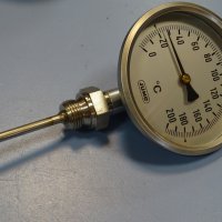биметален термометър JUMO thermometer ф100mm, 0/+160°C, 0/+200°C, L-85mm, снимка 7 - Резервни части за машини - 35180837