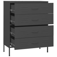 Шкаф с чекмеджета, антрацит, 80х35х101,5 см, стомана, снимка 8 - Шкафове - 40308733