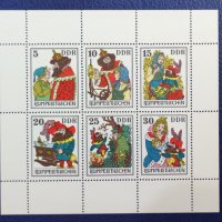 ГДР, 1976 г. - малък лист марки, приказки, 1*43, снимка 1 - Филателия - 37612657