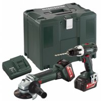 Комплект винтоверт и ъглошлайф акумолаторни Metabo 2.4.1 18 V BS LT+W18 /2 акум. батерии х 4.0 Ah, 1, снимка 1 - Куфари с инструменти - 32283957