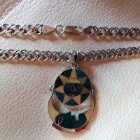 Уникален авторски сребърен медальон с естествени камъни+сребърен ланец, снимка 4 - Колиета, медальони, синджири - 28426005