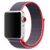 Текстилна каишка band за Apple Watch 7, 6, 5, 4, 3 - велкро розово със сиво цвят, снимка 1 - Смарт часовници - 32357119