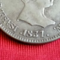 Сребърна Монета 20 Реала 1837г. Испания  СРЕБРО, снимка 2 - Антикварни и старинни предмети - 32491806