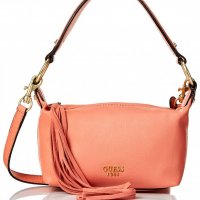 ПРОМО 🍊 GUESS 🍊 Малка кожена дамска чанта в розово златисто 20x14x9 см нова с етикети, снимка 2 - Чанти - 26374952