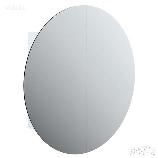 vidaXL Шкаф за баня с кръгло огледало и LED, бял, 54x54x17,5 см(SKU:345587), снимка 1