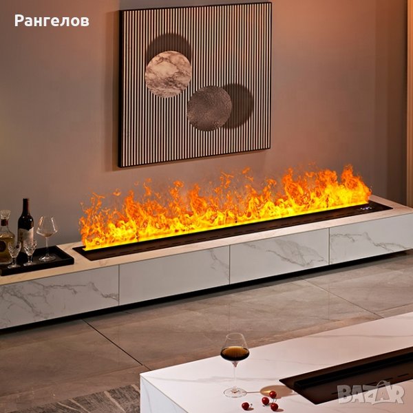 ✅3D водна ел. камина с пара/парогенератор за вграждане и безжично управление, снимка 1