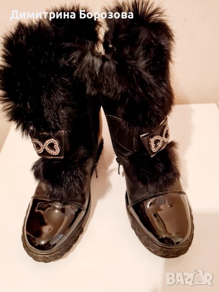 Зимни лачени Ботички с пухчета, снимка 1
