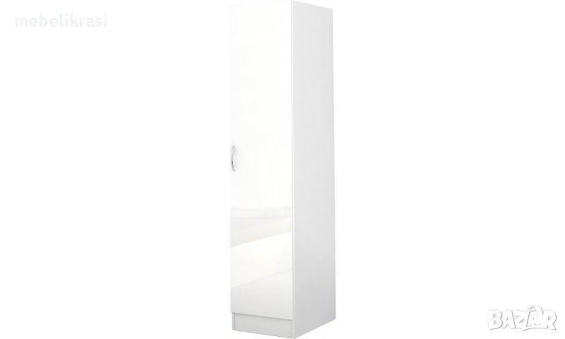 Гардероб "Аполо 7" е еднокрилен, с  рафтове-БЯЛО ГЛАНЦ, снимка 1