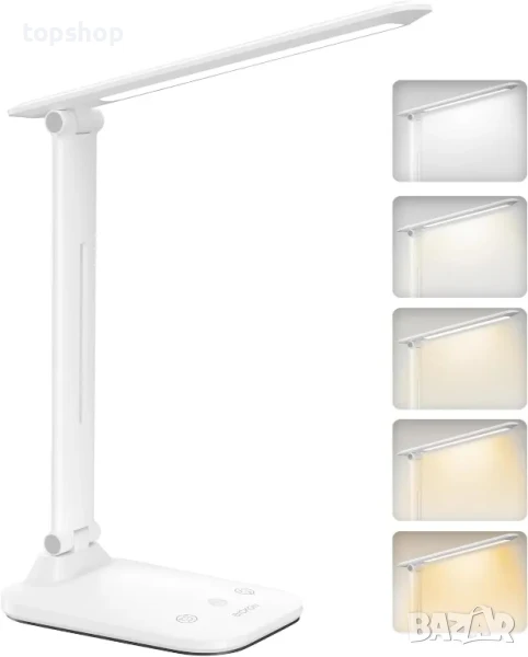 НОВА LED настолна лампа, USB type C, сгъваема, 5 цвята на осветление и 100%~15% нива на яркост, снимка 1
