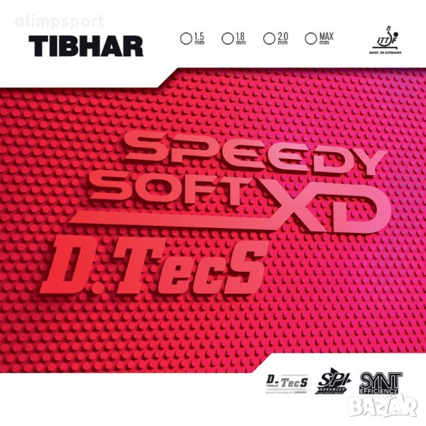 гума за тенис  на маса Tibhar Speedy Soft Dtecs XD  нова черна, червена дебелина 2.0мм нападателна , снимка 1