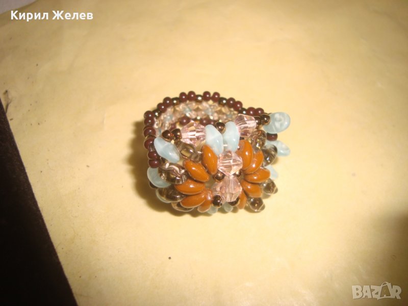 РЪЧНО ИЗРАБОТЕН МЪНИСТЕН ПРЪСТЕН АРТ УНИКАТ 21655, снимка 1