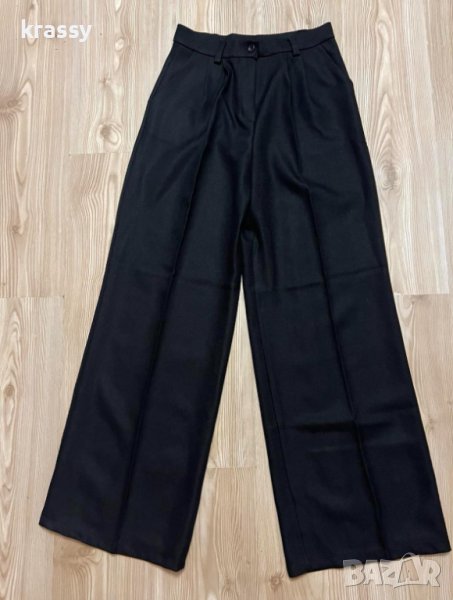 НОВ прав дамски панталон с широки крачоли в черно  (размер М), снимка 1