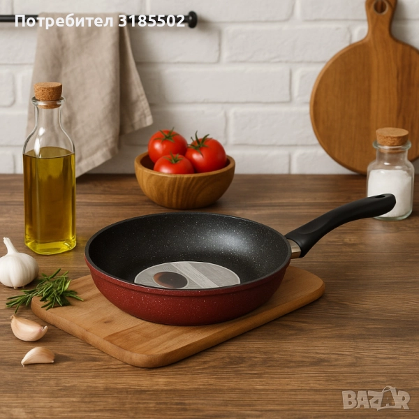 Тиган Rosberg, Дълбок, Мраморно покр., Индукция, Бордо меланж, снимка 1