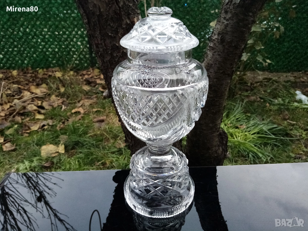 Огромна кристална ваза винтидж, снимка 1
